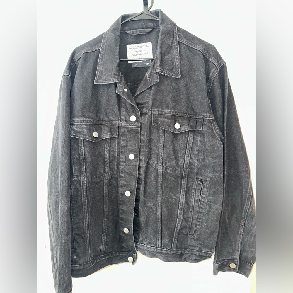H&M Washed Black Denim Jacket